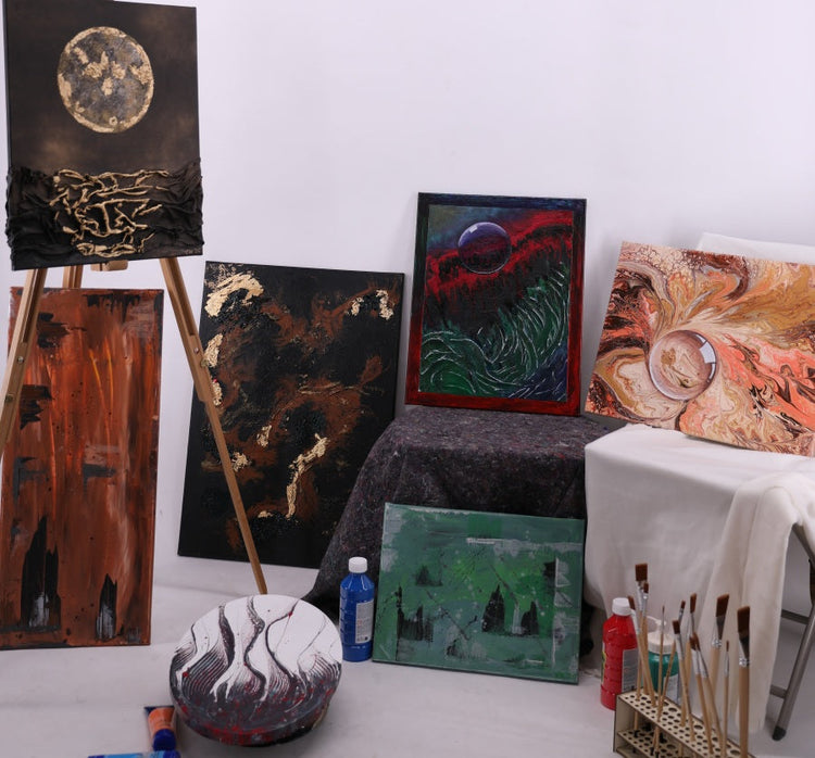 handgemalte abstrakte Acrylbilder