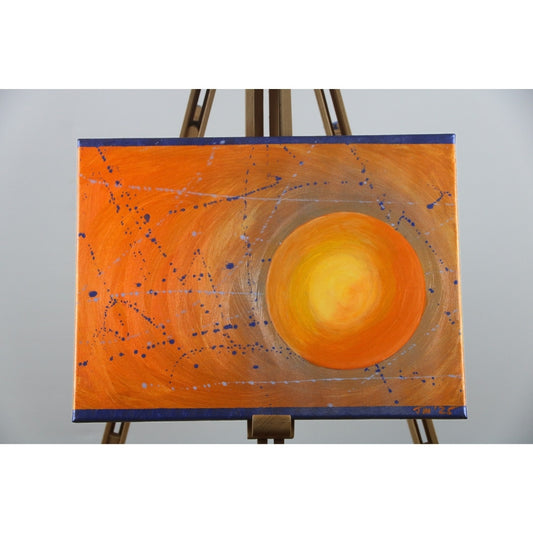 Acrylblid in hellen gelben Farben auf Staffelei