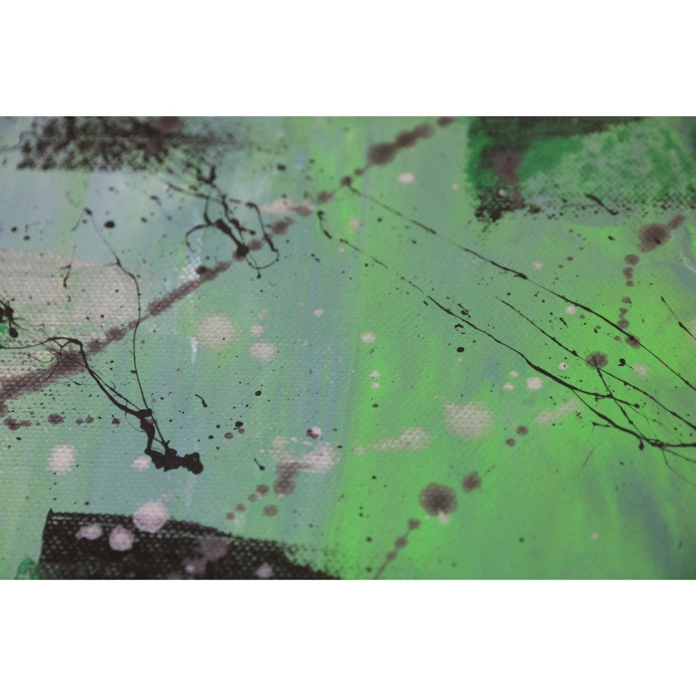 Acrylbild mit grünen Farben Detailaufnahme