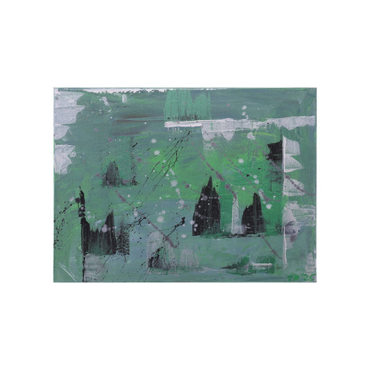 Acrylbild mit grünen Farben freigestellt