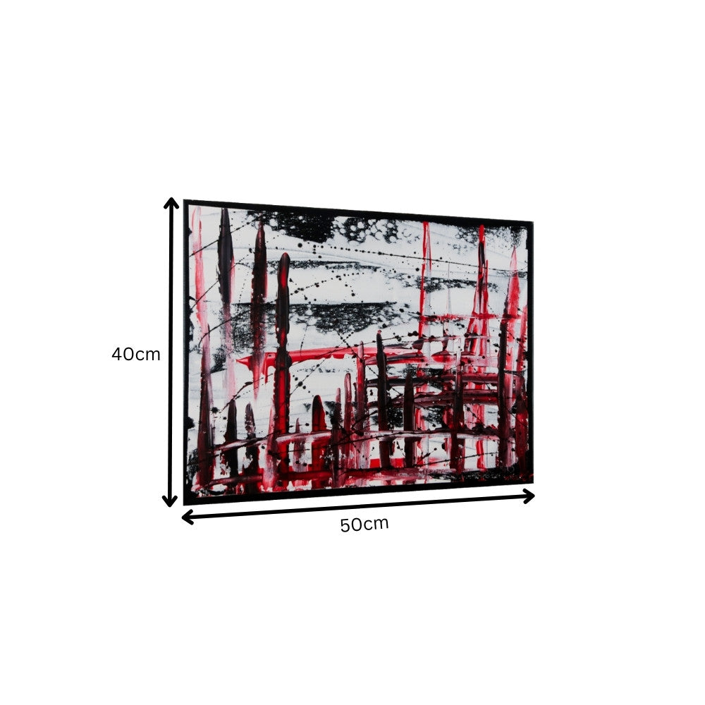 Acrylbild in schwarz, rot und weiß Abmessungen