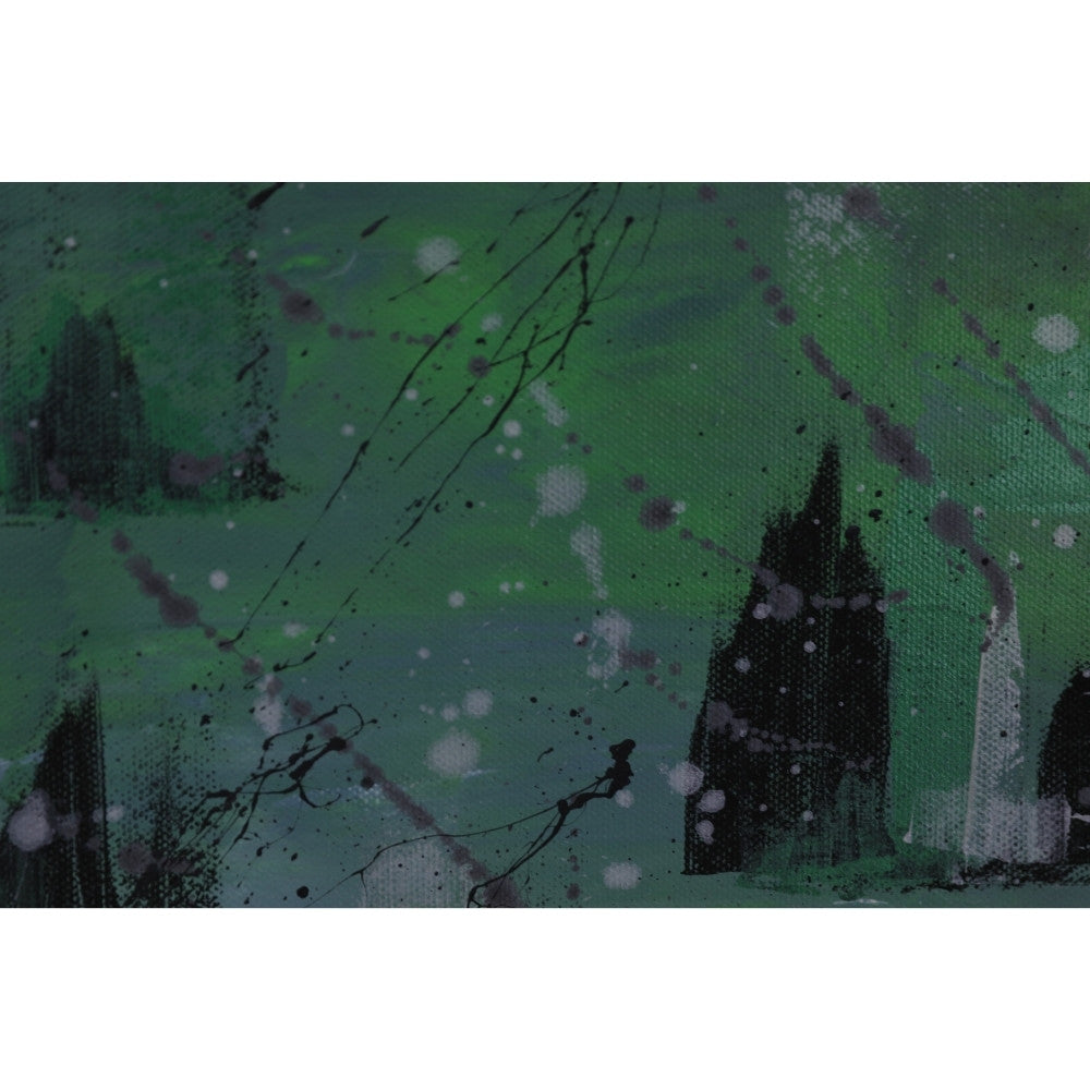 Acrylbild mit grünen Farben Detailaufnahme
