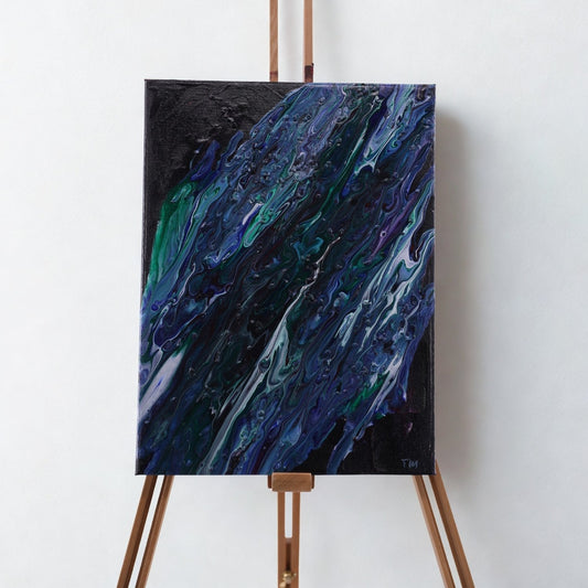 Acrylic Pouring Bild Nordlichtfluss 30cm x 40cm