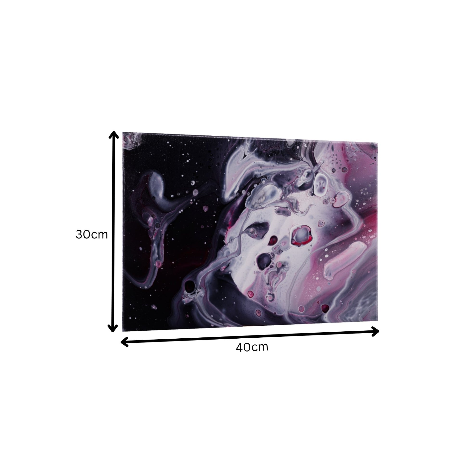 Acrylic Pouring Bild in weiß schwarz und rot Abmessungen