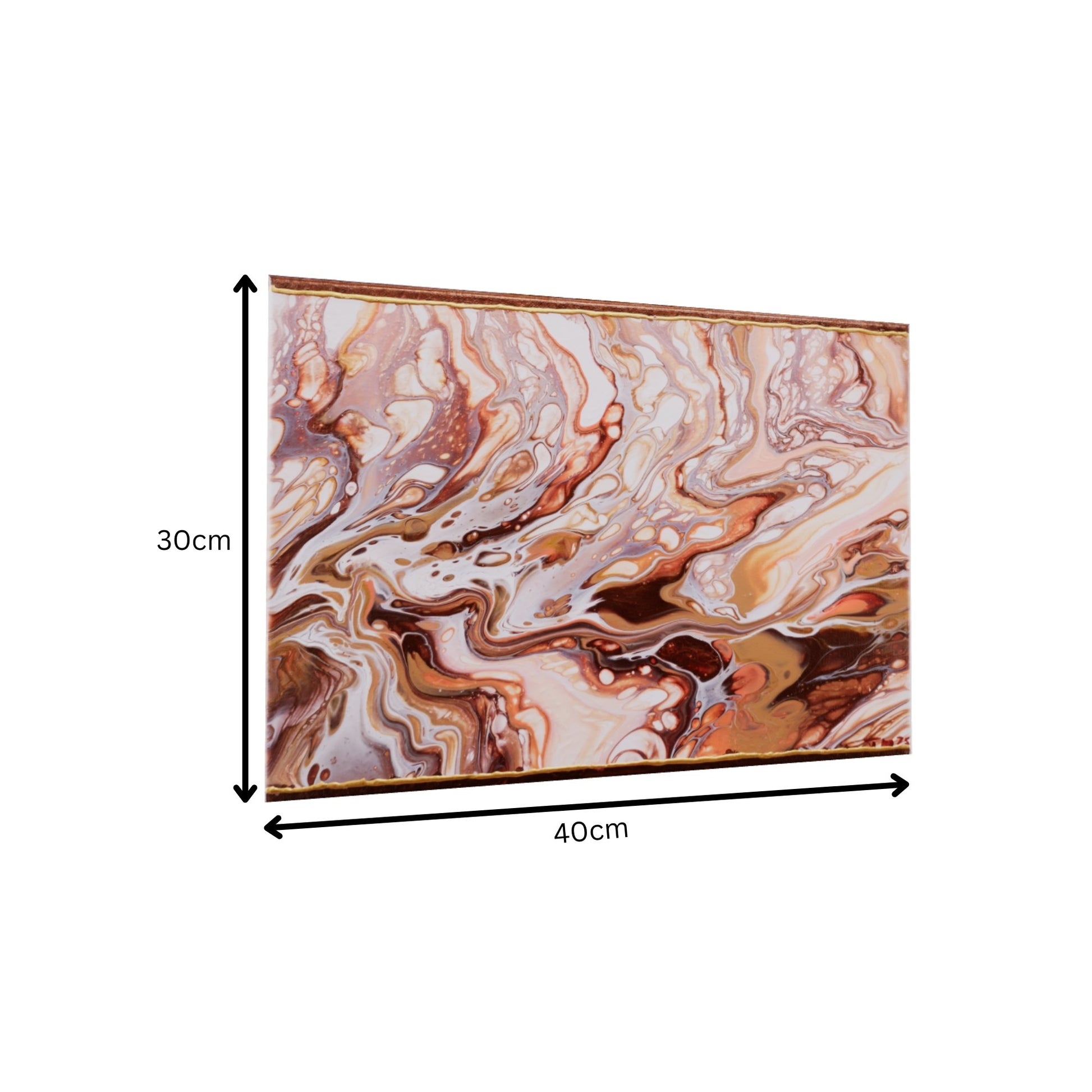 Acrylic Pouring Bild in beige und gold Abmessungen