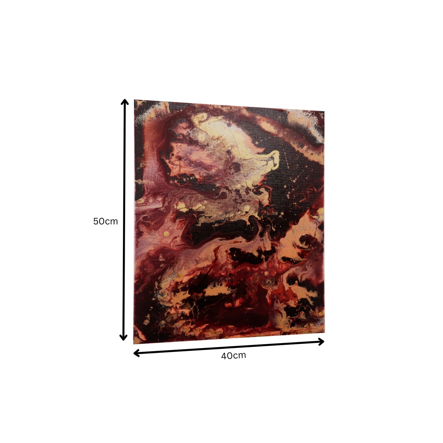 Acrylic Pouring Bild in rot und gold Abmessungen