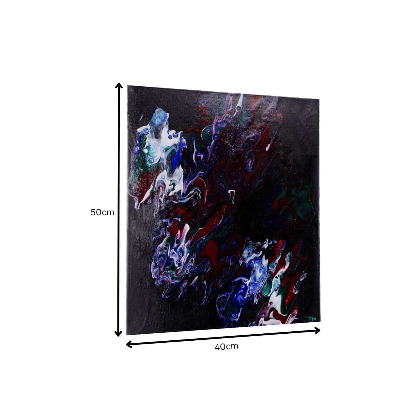 Acrylic Pouring Bild in dunklen Farben Abmessungen