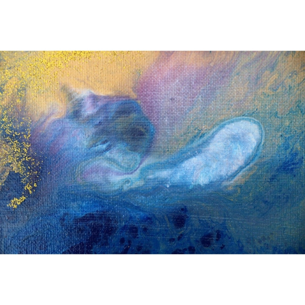 Acrylic Pouring Bild Blauer Wirbel Detailaufnahme Farben