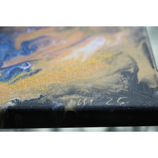Acrylic Pouring Bild Detailaufnahme Signatur