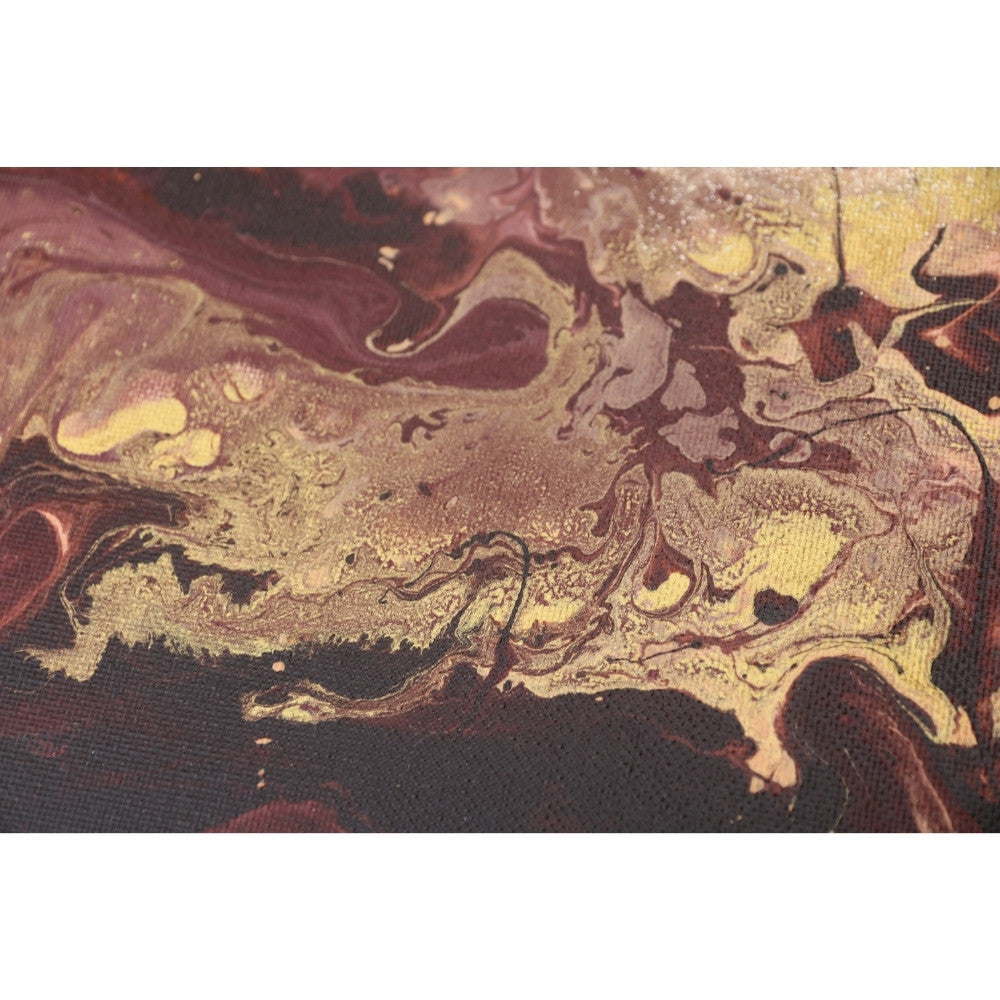 Acrylic Pouring Bild in rot und Gold Detailaufnahme