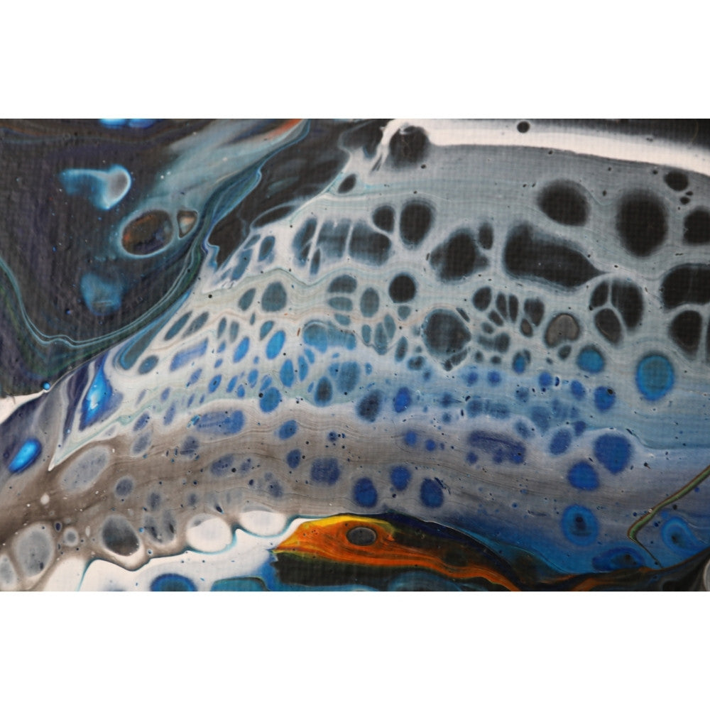 Acrylic Pouring Bild in vielen Farben Detailaufnahme