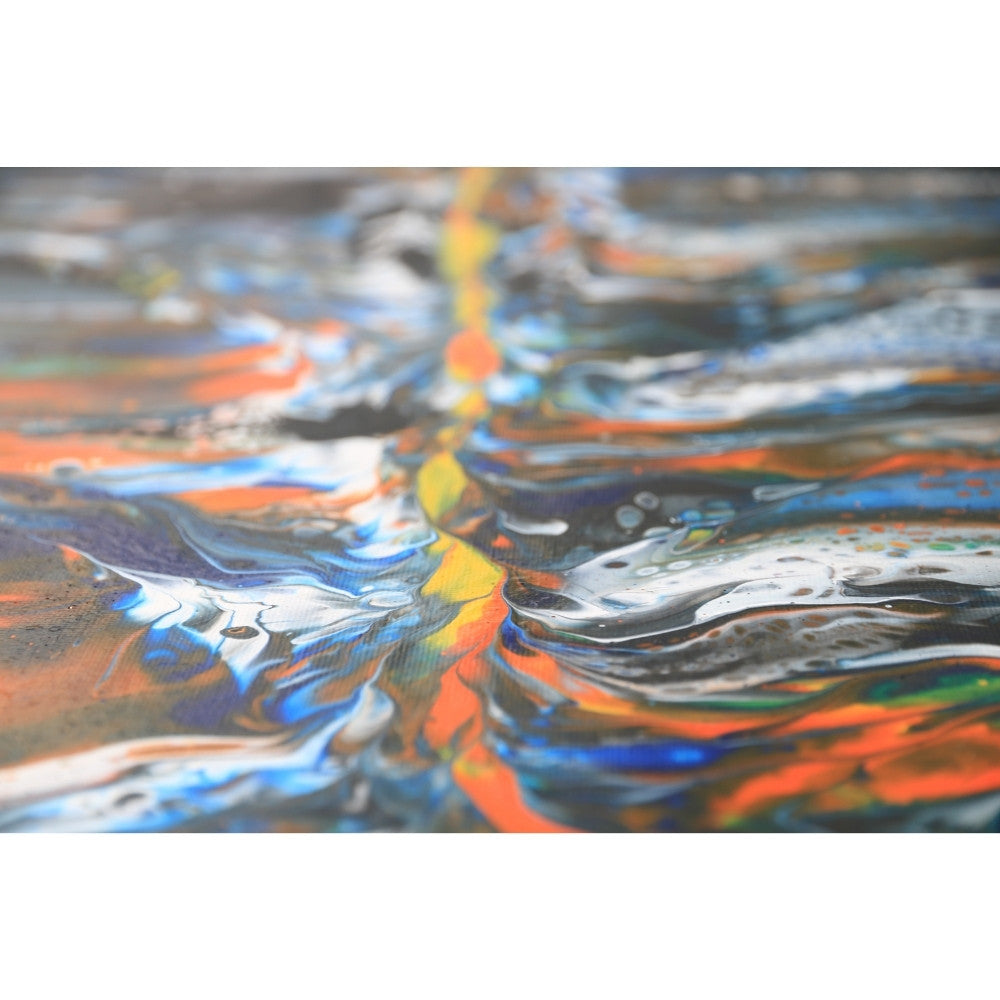 Acrylic Pouring Bild in vielen Farben Detailaufnahme