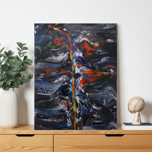 Acrylic Pouring Bild in vielen Farben auf Kommode