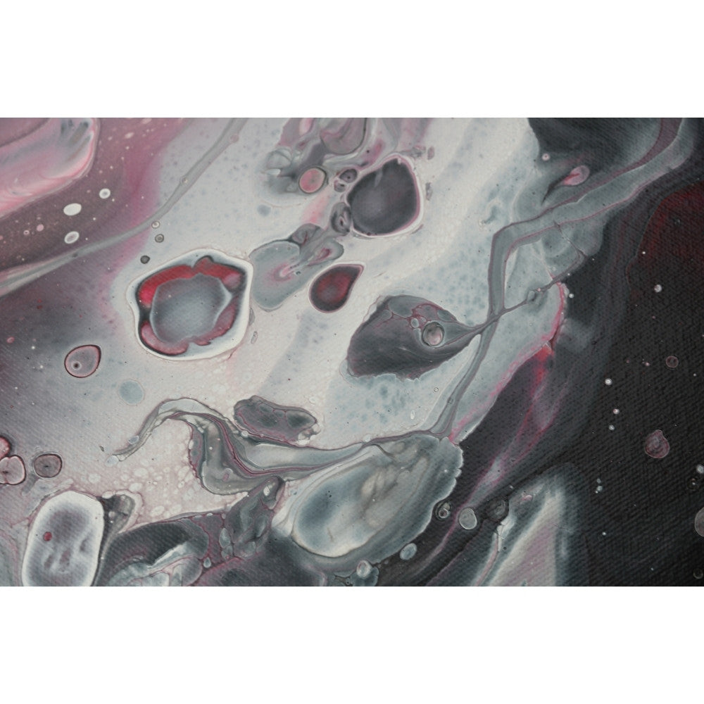 Acrylic Pouring Bild in schwarz und weiß Detailaufnahme