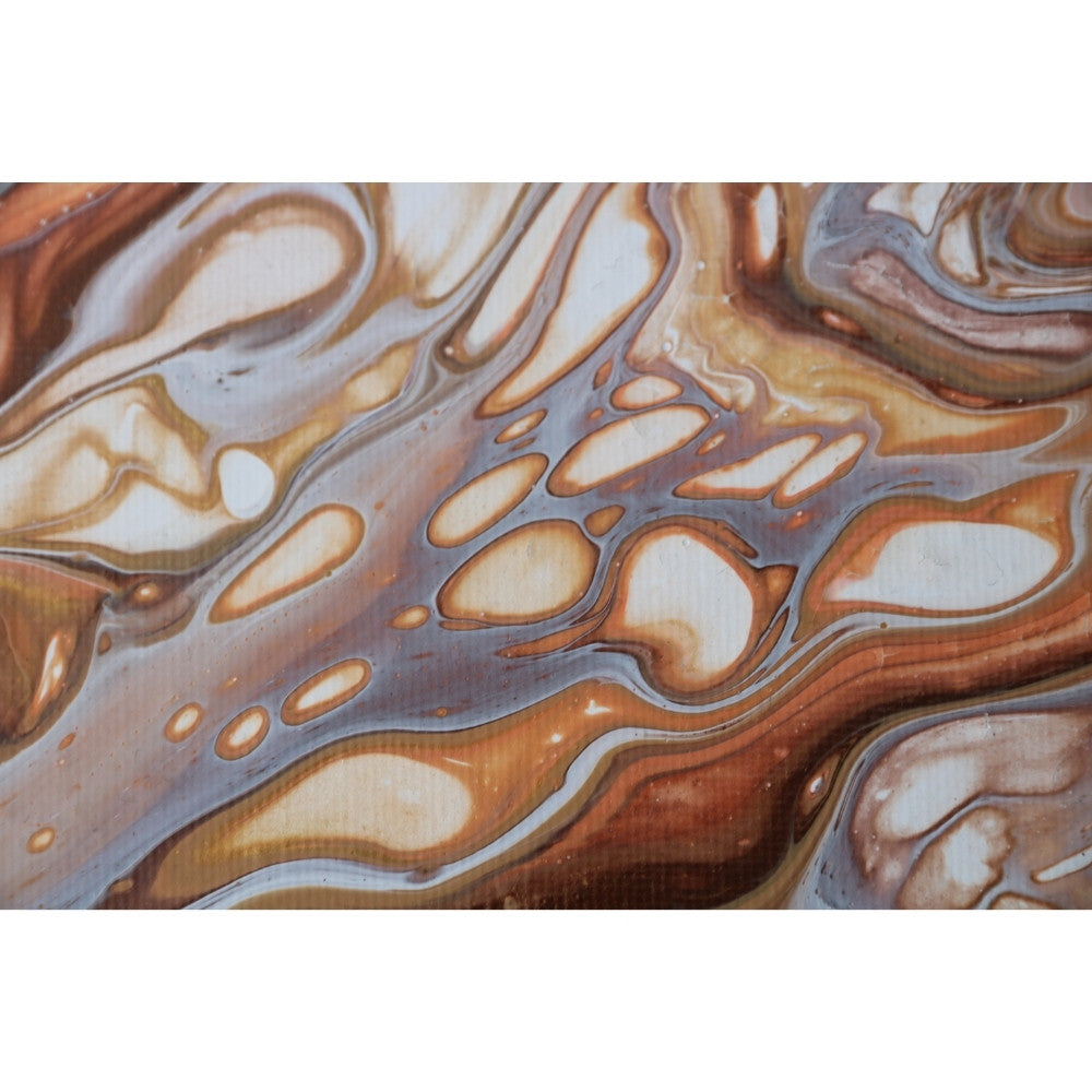 Acrylic Pouring Bild in gold und beige Detailaufnahme