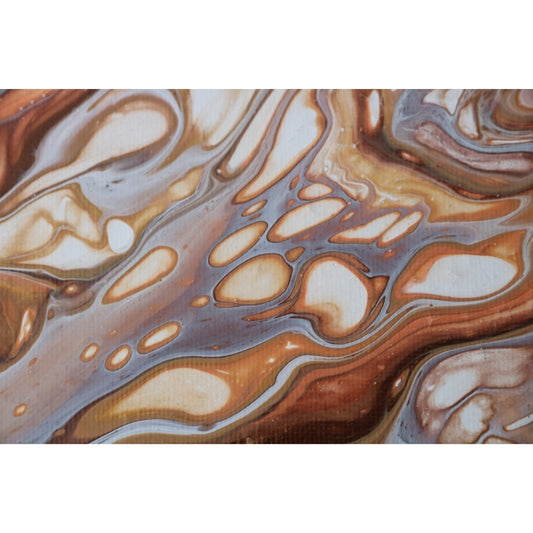 Acrylic Pouring Bild in gold und beige Detailaufnahme