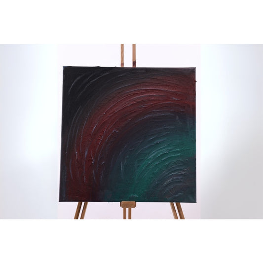 Strukturbild mit Wellen in schwarz rot und grün auf Staffelei