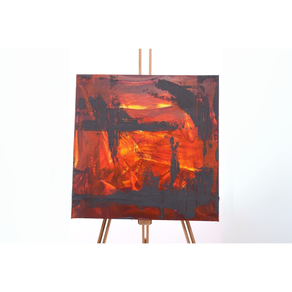 Strukturbild in leuchtenden roten Farben auf Staffelei