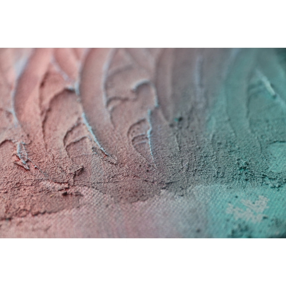 Strukturbild mit Wellen in schwarz rot und grün Detailaufnahme