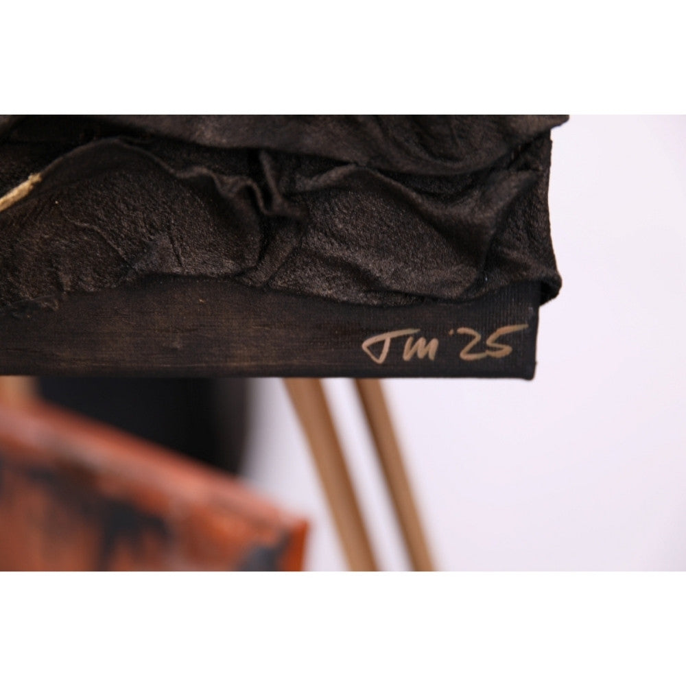 Strukturbild mit Mond Motiv Detailaufnahme Signatur