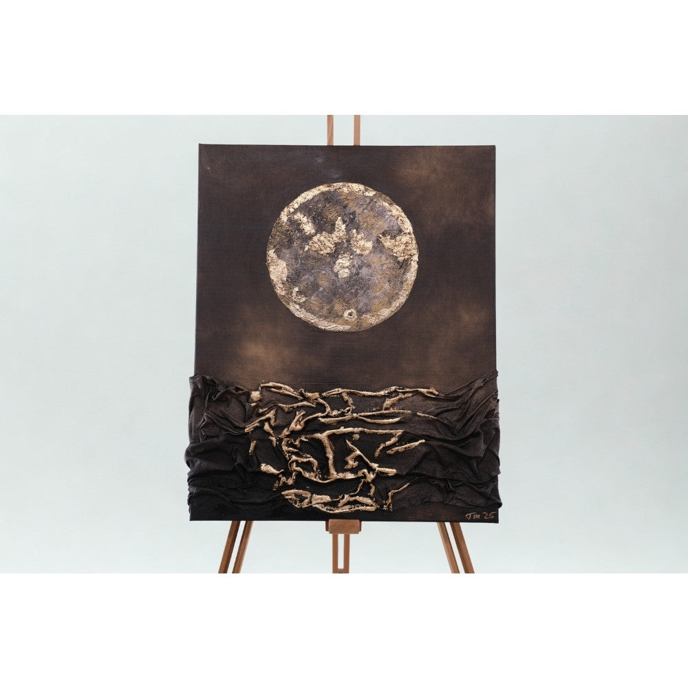 Strukturbild mit Mond Motiv auf Staffelei