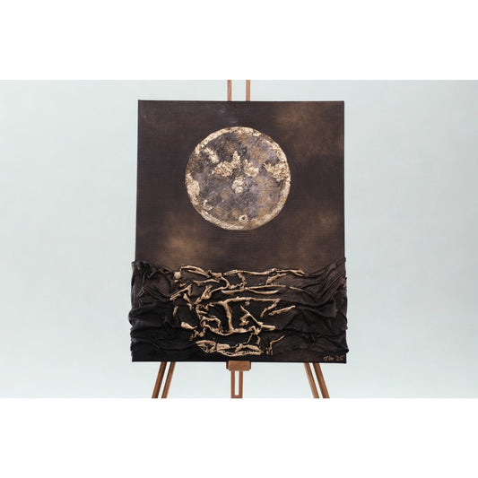 Strukturbild mit Mond Motiv auf Staffelei