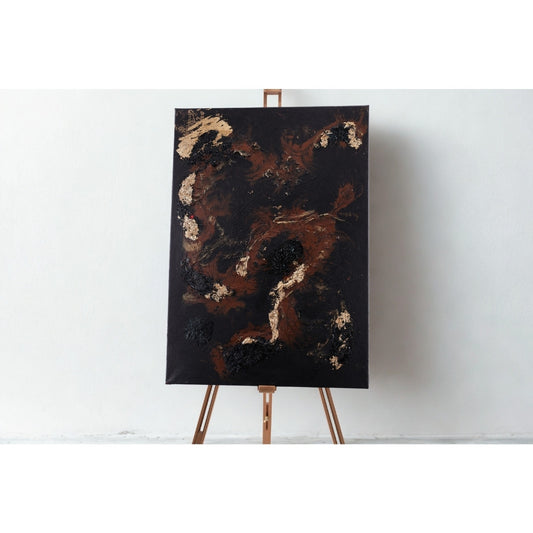 Strukturbild in erdigen Farben auf Staffelei