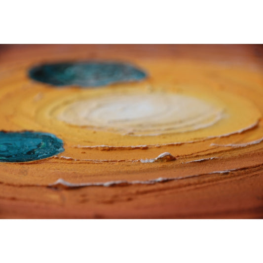 Strukturbild in erdigen Farben und blau Detailaufnahme