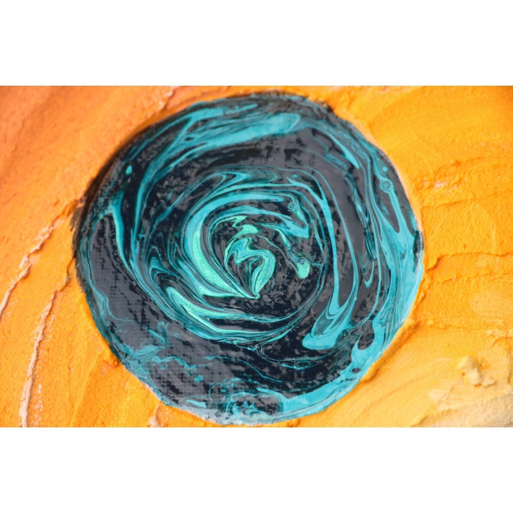 Strukturbild in erdigen Farben und blau Detailaufnahme