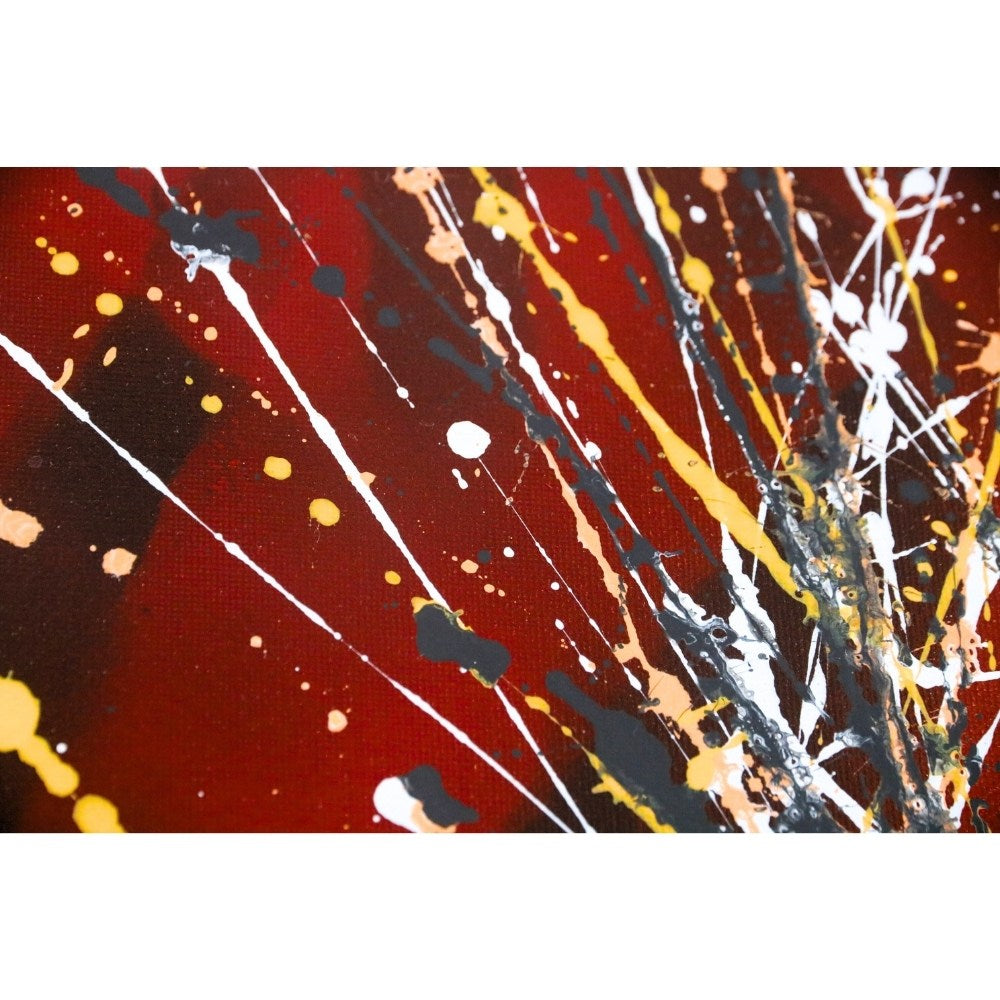 Acrylbild in dunklen roten Farben Detailaufnahme
