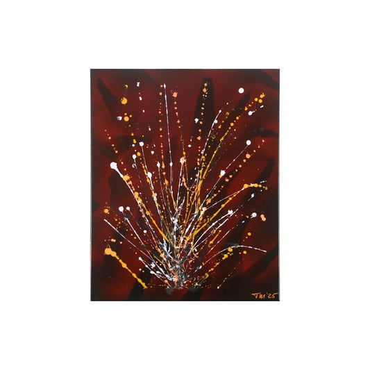 Acrylbild in dunklen roten Farben freigestellt