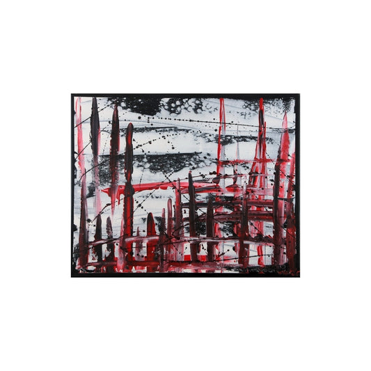 Acrylbild in schwarz, rot und weiß freigestellt