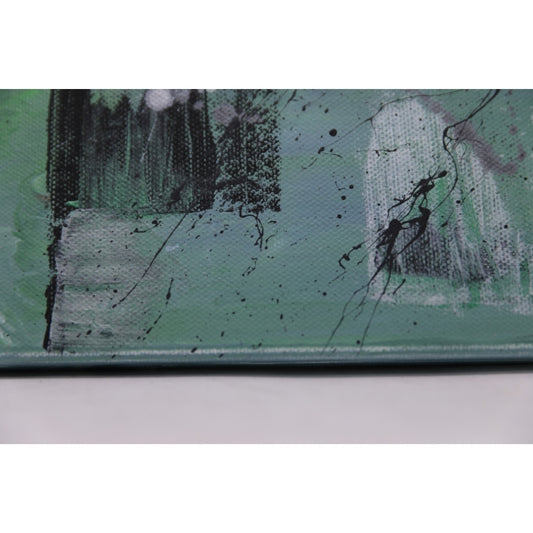 Acrylbild mit grünen Farben Detailaufnahme