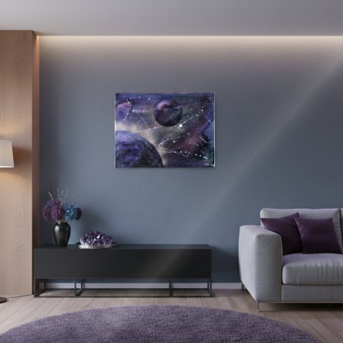 Lilanes Acrylbild in einem Wohnzimmer