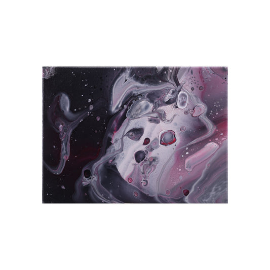 Acrylic Pouring Bild in weiß und rot und schwarz freigestellt