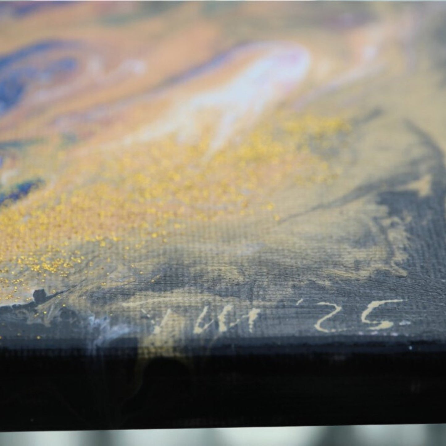 Acrylic Pouring Bild Blauer Wirbel 50cm x 40cm