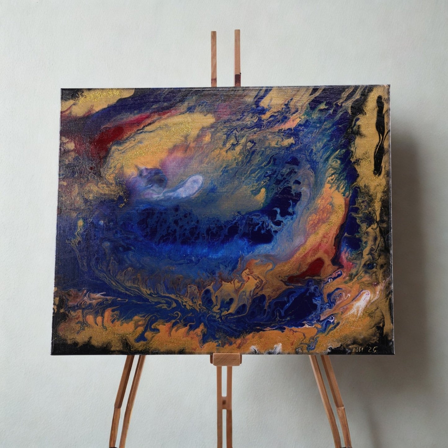 Acrylic Pouring Bild Blauer Wirbel 50cm x 40cm