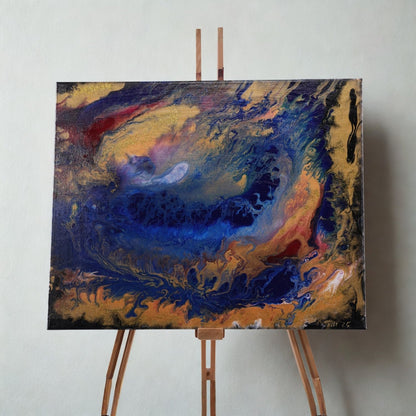 Acrylic Pouring Bild Blauer Wirbel 50cm x 40cm
