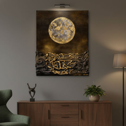 Kunstdruck auf Leinwand "Goldene Mondlandschaft"
