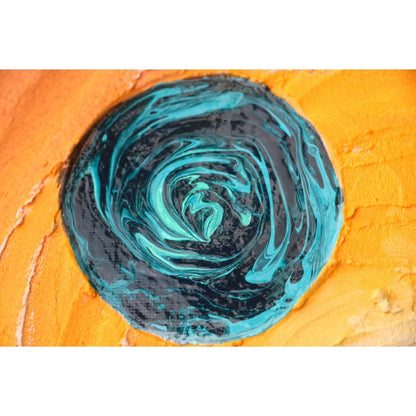 Strukturbild in erdigen Farben und blau Detailaufnahme